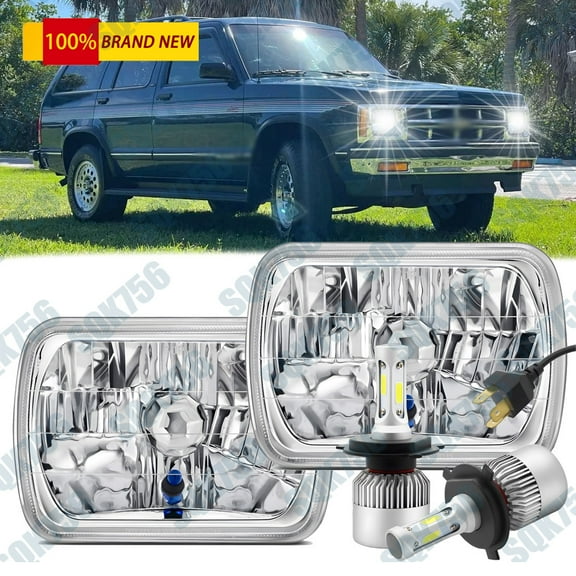 Pair For 82-93 Chevy S10 Blazer GMC S15 7X6" Projector LED Headlights Hi/Lo Beam