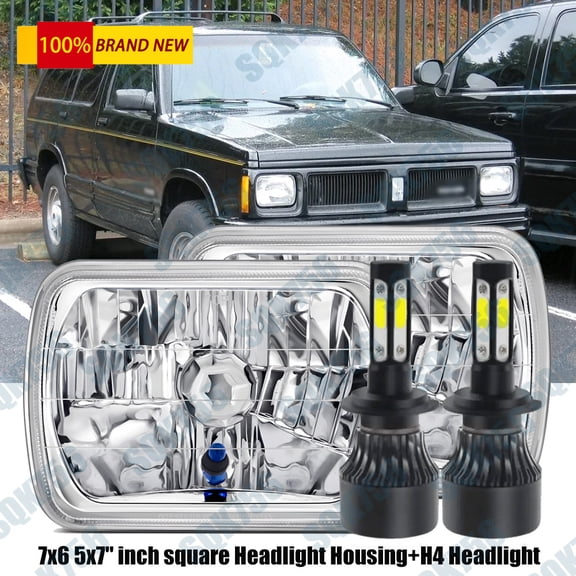 Pair For 82-93 Chevy S10 Blazer GMC S15 7X6" Projector LED Headlights Hi/Lo Beam