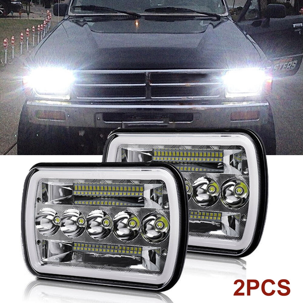 Pair 7x6 LED Headlights Hi-Lo – Fits Chevy C1500 C2500 C3500 Suburban (5x7/7x6)