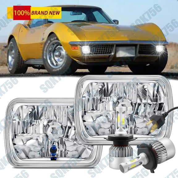 Pair For Chevy Malibu 1978-1981 Corvette DOT 5X7" 7x6" LED Headlights Hi-Lo