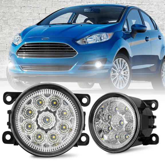 Pair For Ford Fiesta 2014-2019 LED Front Bumper Fog Lights Lamp Clear Lens White