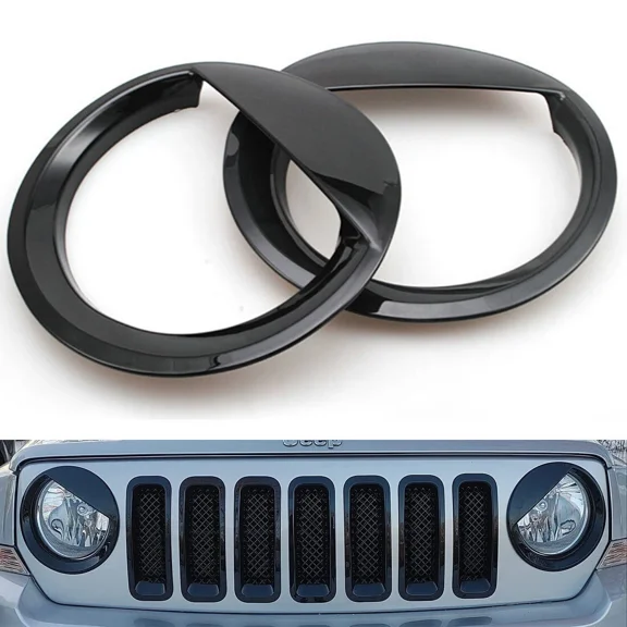 Pair For Jeep Patriot 2011-2017 Front Headlight Lamp Trim Cover Angry Eyes Style