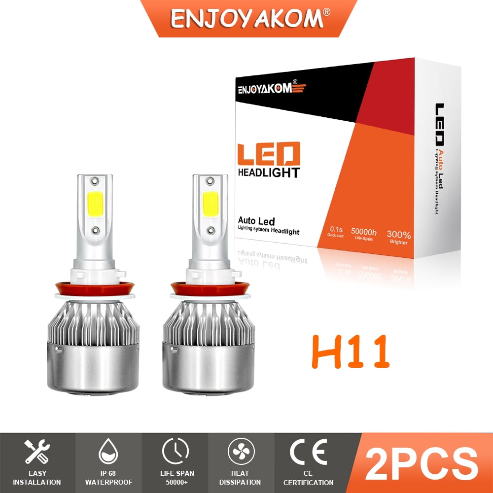 LED Fog Light Kit For 2009-2014 Nissan Murano - Pair, 55W 6000K White, H11, Plug & Play, Black Housing