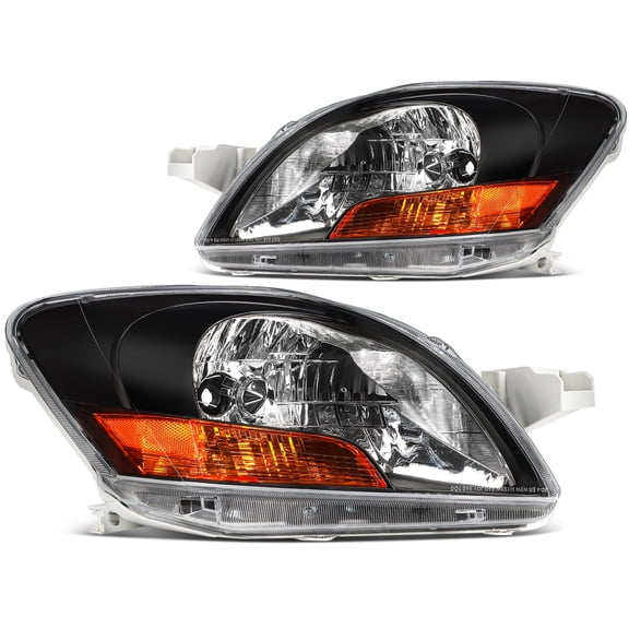 Pair For Toyota Yaris Headlight Assembly 1.5L Sedan 4-Door 07-11 Black Housing