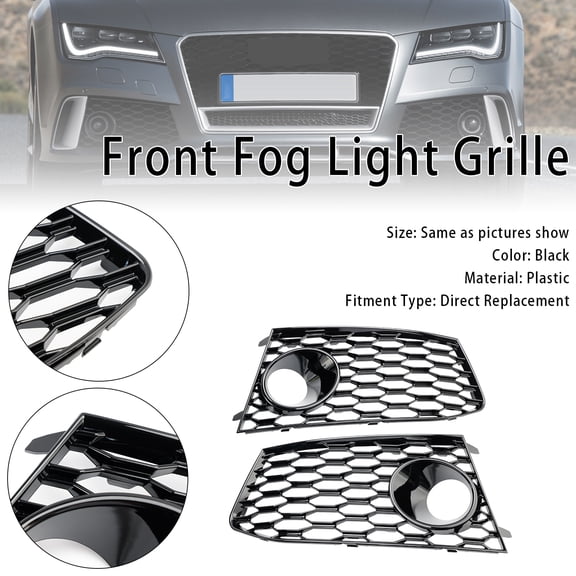 Pair Front Bumper Fog Light Lamp Frame Grille Covers Fit for Audi RS7 2014-2018