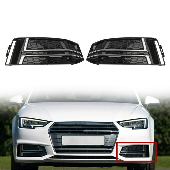 Pair Front Fog Light Cover for AUDI A4 B9 S-LINE 2016-2018 Bumper Grille