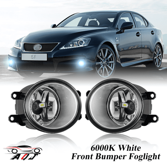 Pair Front Fog Lights Kit for Lexus IS F 2008-2014, 6000K White Off-Road Lamps Black Front Bumper LED Foglights