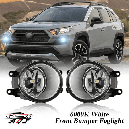 Pair Front Fog Lights Kit for Toyota RAV4 06-12 16-21, 6000K White Off-Road Lamps Black Front Bumper LED Foglights