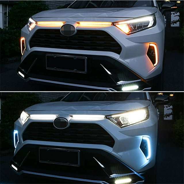 Pair Front LED DRL Turn Signals Lamp White/Amber Light For Toyota RAV4