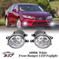 thumbnail image 1 of Pair Front LED Fog Lights Kit for 2013 2014 2015 Lexus ES300h ES350, 55W 6000K White Off-Road Lamps Black Front Bumper LED Fog Lights, 1 of 12