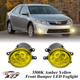 thumbnail image 1 of Pair Front LED Fog Lights Kit for Toyota Camry 2007-2014, 55W 3500K Amber Yellow Off-Road Lamps Black Front Bumper LED Fog Lights, 1 of 12