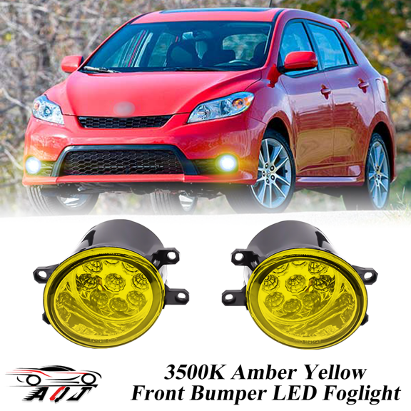 Pair Front LED Fog Lights Kit for Toyota Matrix 2009-2013 2014, 55W 3500K Amber Yellow Off-Road Lamps Black Front Bumper LED Fog Lights