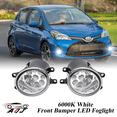 thumbnail image 1 of Pair Front LED Fog Lights Kit for Toyota Yaris Hatchback 2007-2016, 55W 6000K White Off-Road Lamps Black Front Bumper LED Fog Lights, 1 of 12