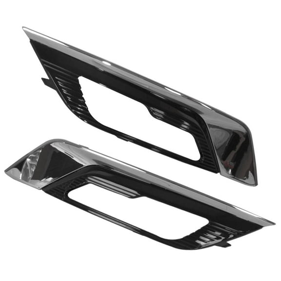 Pair Front Lamp Bezel - Black Horizontal Billet Style Light Cover-Pair Front Right Left Fog Lamp Bezel Kit