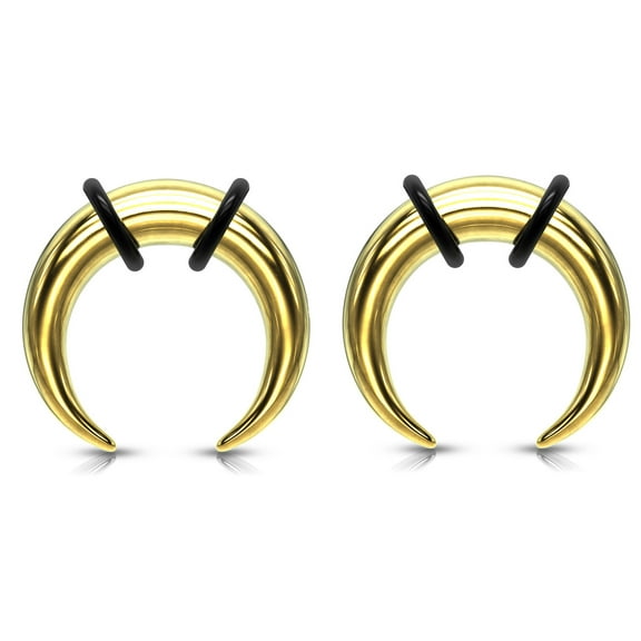 Pair Gold Steel Pinchers Tapers - Gauge=6g 4mm