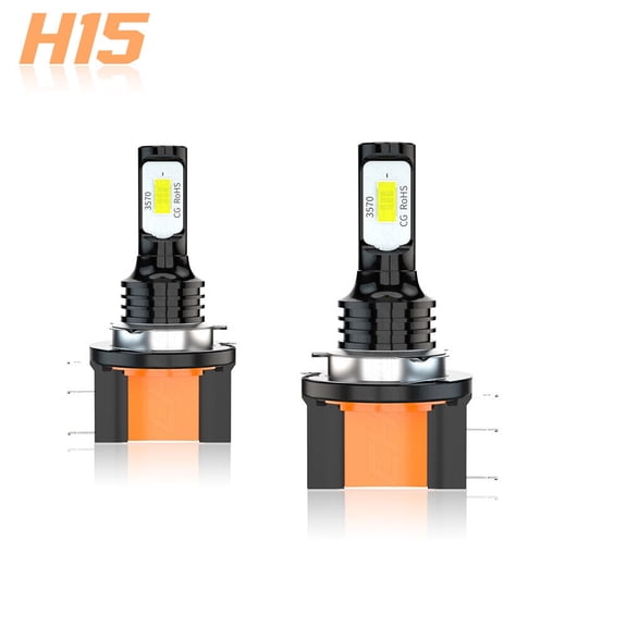 Pair H15 LED Headlight Bulbs High Beam Kit Super Bright White 6000K 14000LM 40W Plug&Play