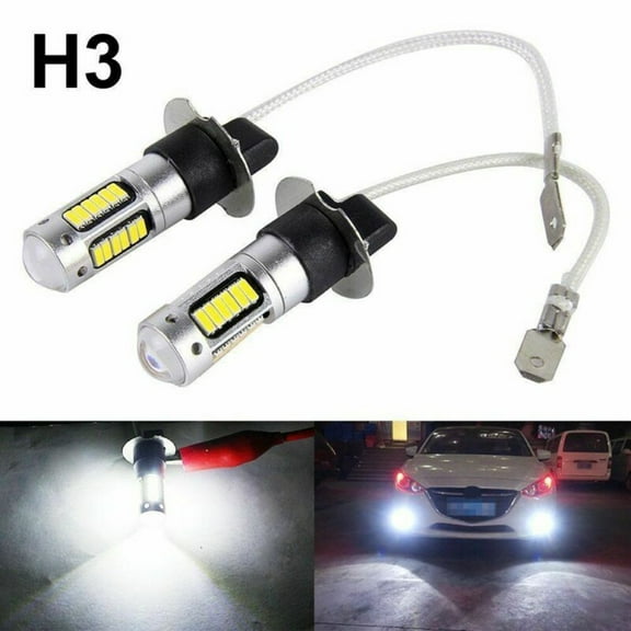 Pair H3 LED Fog Light Bulbs Conversion Kit Super Bright Canbus 6000K White 100W