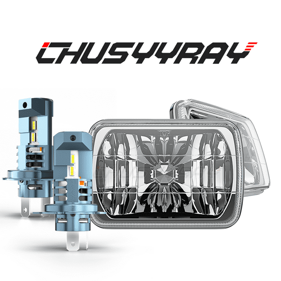 Pair H6054 LED Headlights Square Fit Chevy Express Cargo Van 1500 2500 3500