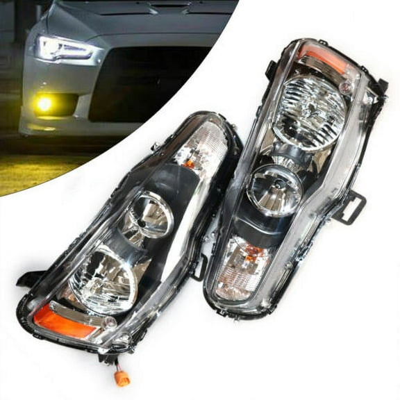 Pair Halogen Headlights Headlamps For 2008-2017 Mitsubishi Lancer EVO Left+Right