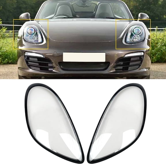 Pair Headlight Lens Cover Fits 2014 2015 2016 Porsche Boxster Cayman 981