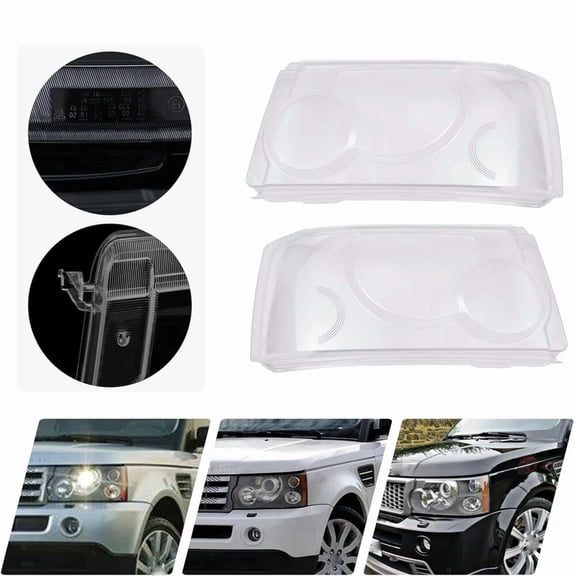 Pair Headlight Lens Cover Left and Right Compatible for LandRover Range Rover Sport 2006-2009