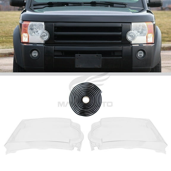 Pair Clear Headlight Lens Cover Shell with Glue for 2005 2006 2007 2008 2009 Land Rover LR3