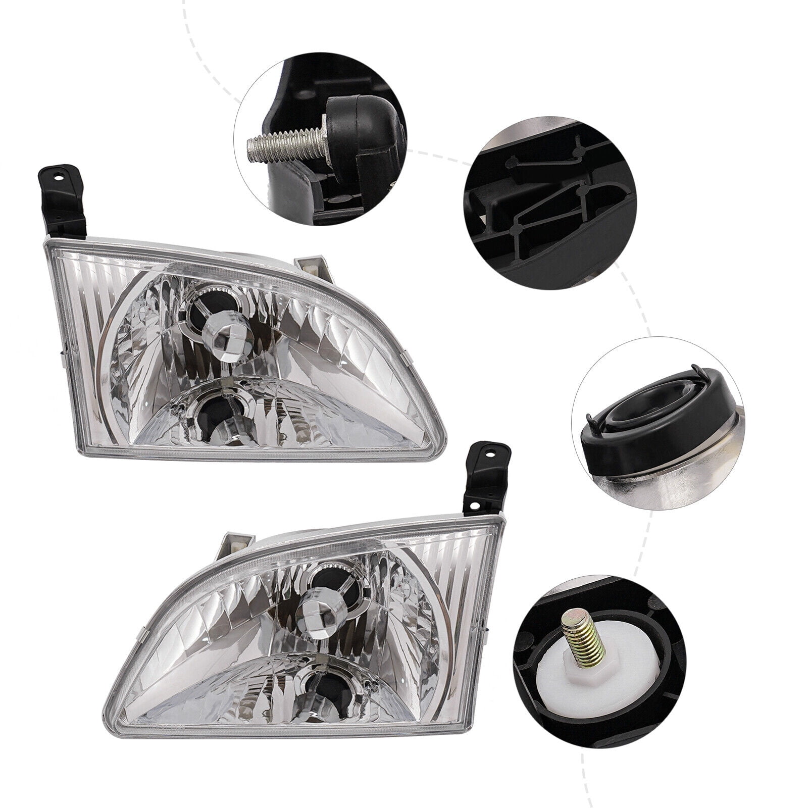 Pair Headlights Headlamps Set Left & Right Side for Toyota Sienna 2001 ...