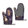thumbnail image 1 of A Pair Of Heat Insulation And Anti-Perm Gloves 7×11in Thick Anti-Perm Palm With Silicone Piece Lanyard Design Is Easy To Hang Darkorchid Geometric Lines Hand-Drawn Sketch_1, 1 of 8