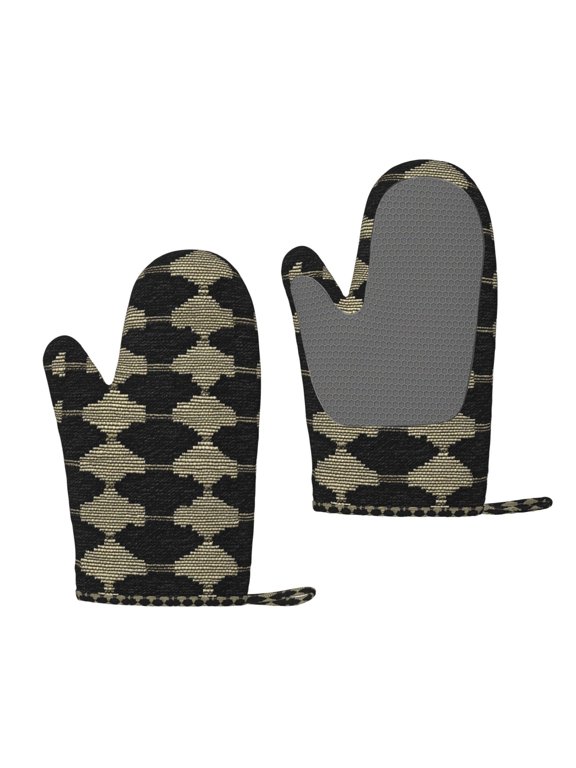 A Pair Of Heat Insulation And Anti-Perm Gloves 711in Thick Anti-Perm Palm With Silicone Piece Lanyard Design Is Easy To Hang Darkvoilet Houndstooth Checkered_1