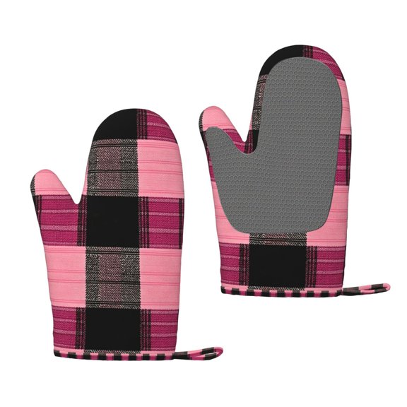 A Pair Of Heat Insulation And Anti-Perm Gloves 711in Thick Anti-Perm Palm With Silicone Piece Lanyard Design Is Easy To Hang Hotpink Buffalo Plaid Check Tartan Scotland_3