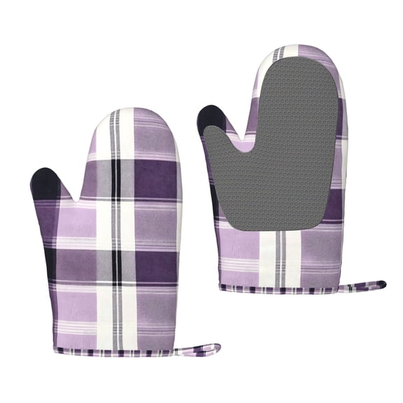 A Pair Of Heat Insulation And Anti-Perm Gloves 711in Thick Anti-Perm Palm With Silicone Piece Lanyard Design Is Easy To Hang Lavenderblush Buffalo Plaid Check Tartan Scotland_1