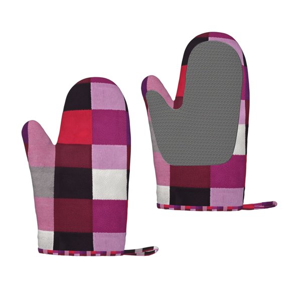 A Pair Of Heat Insulation And Anti-Perm Gloves 711in Thick Anti-Perm Palm With Silicone Piece Lanyard Design Is Easy To Hang Palevioletred Buffalo Plaid Check Tartan Scotland_2