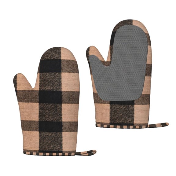 A Pair Of Heat Insulation And Anti-Perm Gloves 711in Thick Anti-Perm Palm With Silicone Piece Lanyard Design Is Easy To Hang Saddlebrown Buffalo Plaid Check Tartan Scotland_1