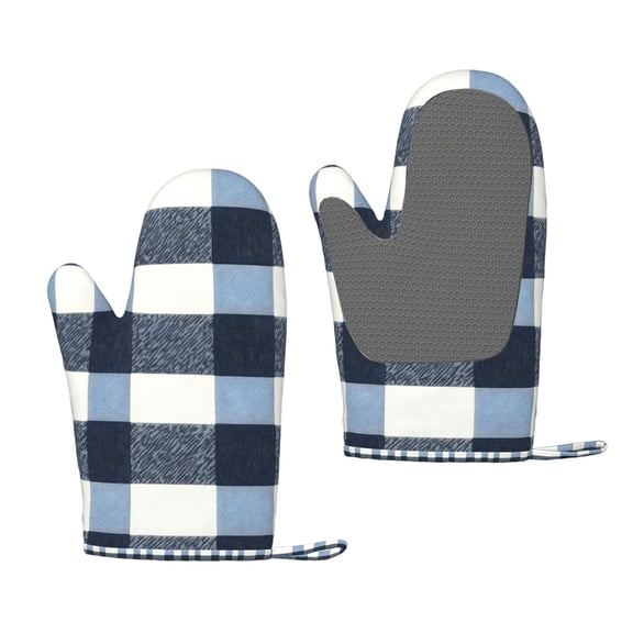 A Pair Of Heat Insulation And Anti-Perm Gloves 711in Thick Anti-Perm Palm With Silicone Piece Lanyard Design Is Easy To Hang Slateblue Buffalo Plaid Check Tartan Scotland_2