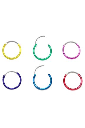 Pair Hinged Hoop Rings for Cartilage, Nose and Lips - 6 Color & 2 Size Choices