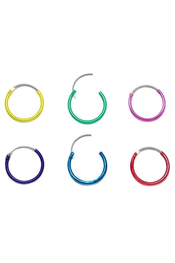 Pair Hinged Hoop Rings for Cartilage, Nose and Lips