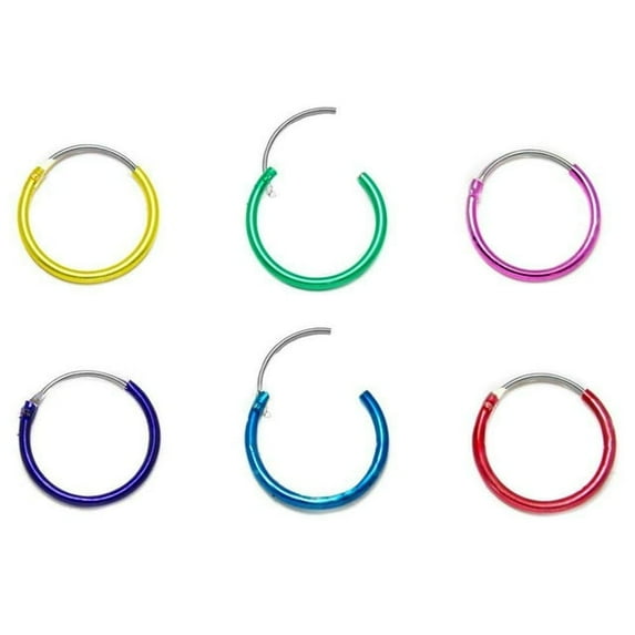 Pair Hinged Hoop Rings for Cartilage, Nose and Lips