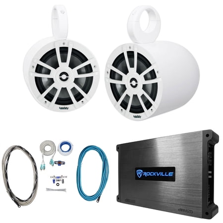 Pair Infinity 822MLW 8" Marine Wakeboard Tower Speakers w/LED+Amplifier+Amp Kit