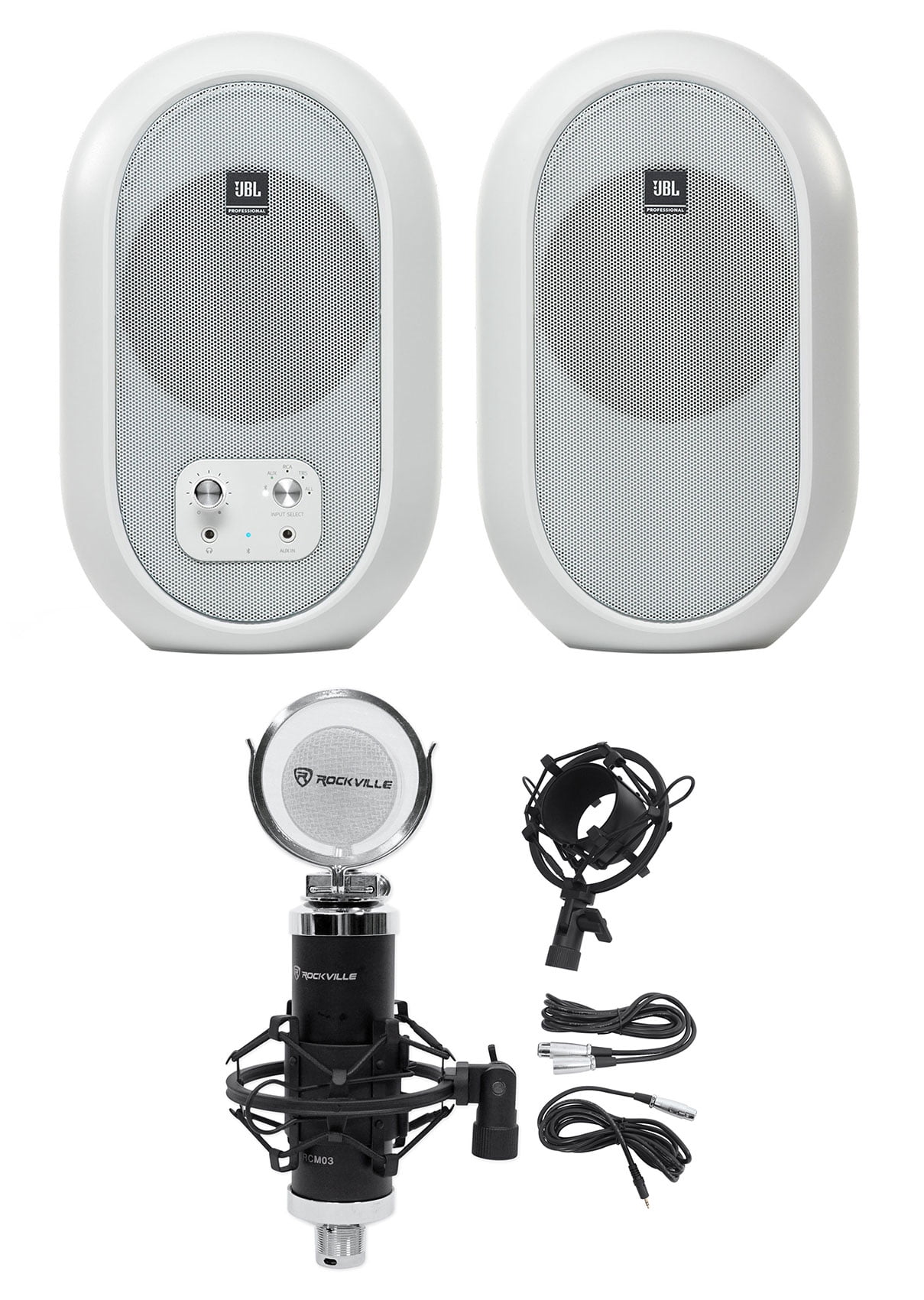Pair JBL 104 Powered Studio Monitors w/Bluetooth+Recording Microphone 104SET-BTW