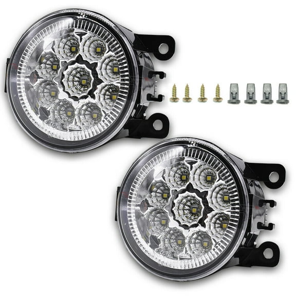 Pair LED Fog Light Driving Lamp Replacement Clear Lens Bright White Light