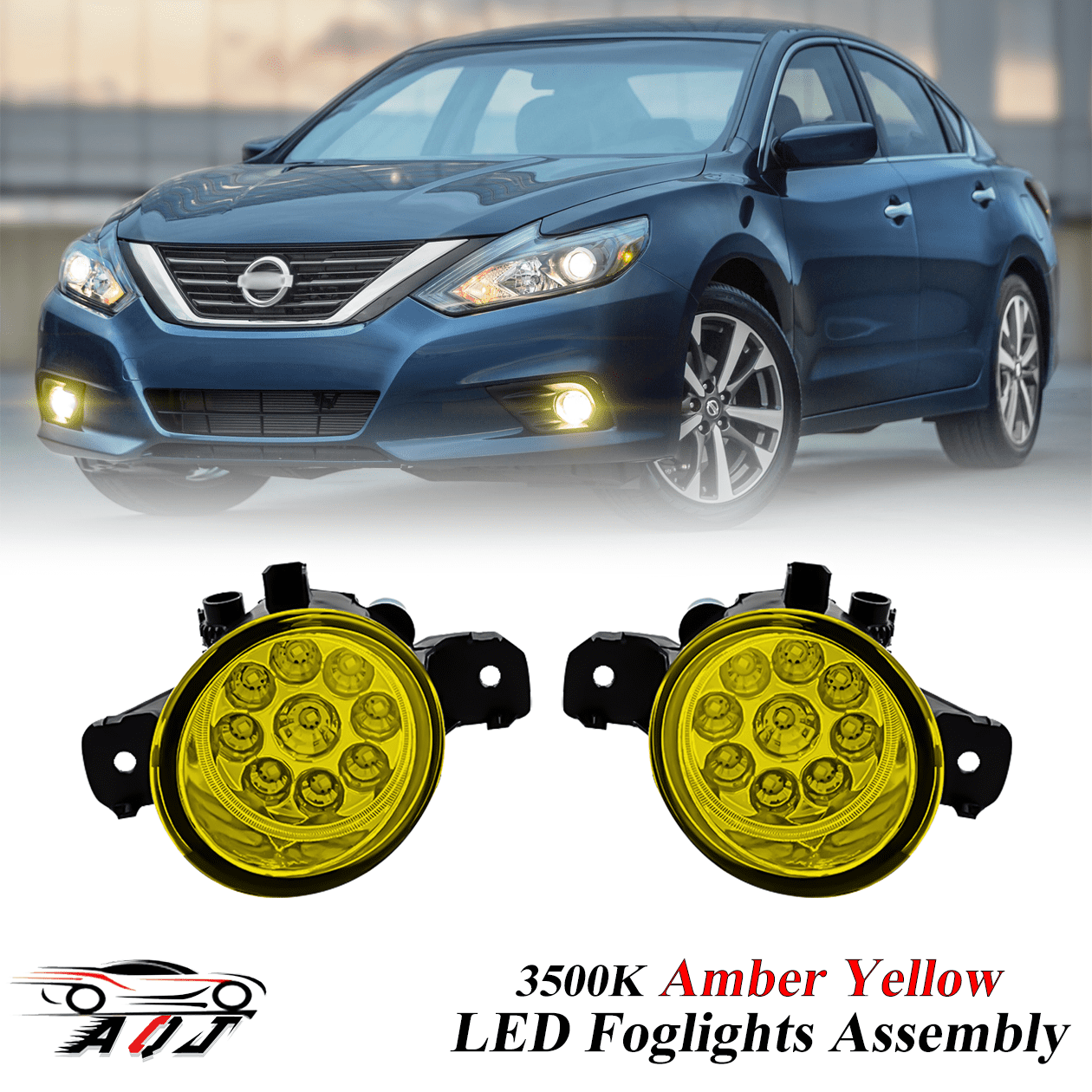 Yellow Shop Front Pair LED Fog Lights for Nissan Altima Sedan 2007-2016, 55W 3500K Amber ...