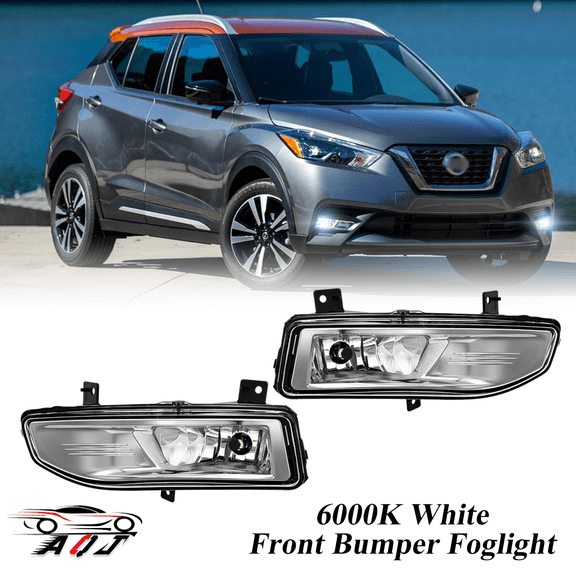 Pair LED Foglights for Nissan Kicks 2018 2019 2020, 55W 6000K White Off-Road Driving Lamps Clear Front Bumper Lamp