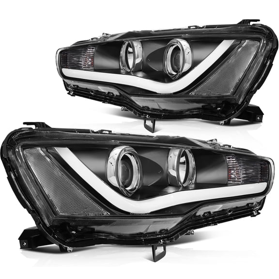 Pair LED Headlights Assembly Fits 2008-2017 Mitsubishi Lancer/EVO Left + Right