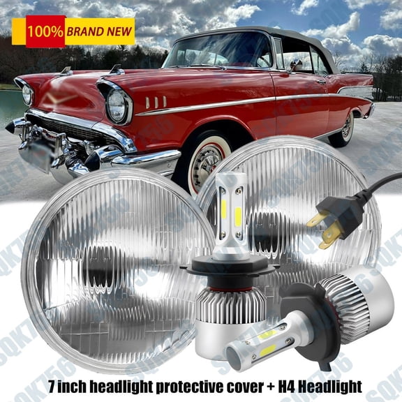 Pair LED Headlights High/Low H4 7 Inch fit FOR1947-1957 Chevrolet Truck GMC Pick