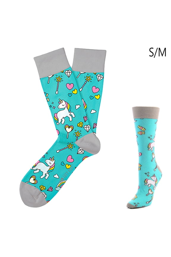 Pair Ladies Unicorn Socks Funny Mythical Horse Fantasy Footwear Ladies Crew S/M