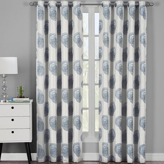 Pair Lafayette Modern Abstract Jacquard Curtain Panels With Grommets ( Set of 2 Panels ) - 108x108 - Gray