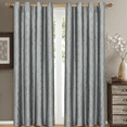 thumbnail image 1 of Pair Laguna Jacquard Grommet Top Window Curtain Panels Swirl Patterned ( Set of 2) - 104x108 - Blue, 1 of 3