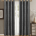 thumbnail image 1 of Pair Laguna Jacquard Grommet Top Window Curtain Panels Swirl Patterned ( Set of 2) - 104x63 - Steel, 1 of 3