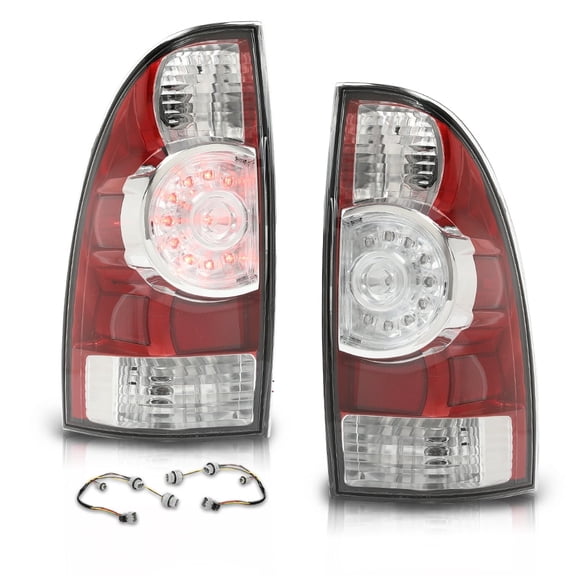 Pair Left+Right Side Red Rear LED Tail Lights Brake Lamps Chrome Fit For Toyota Tacoma 2005-2015