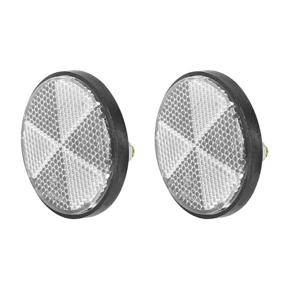 Pair M6x1.0 White Plastic Universal Screw Mount Reflective Warning Reflector for Motorcycle Bicycle